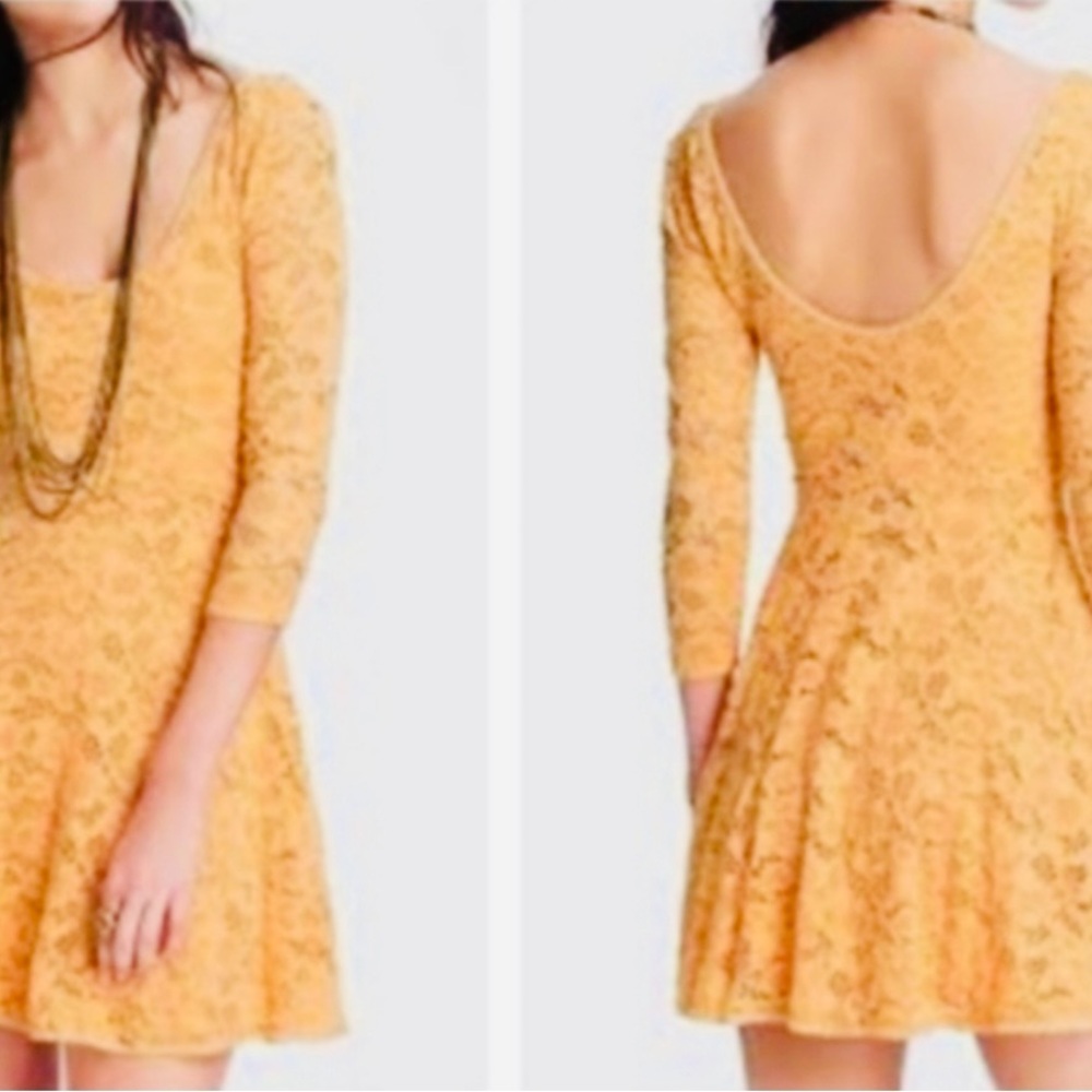 Free People Rose Garden Lace Peach Dress